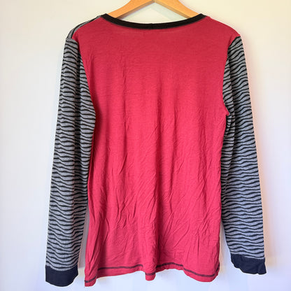 SIENNA ROAD (NZ) Long Sleeve Top Red/Grey Zebra Print - Size 12