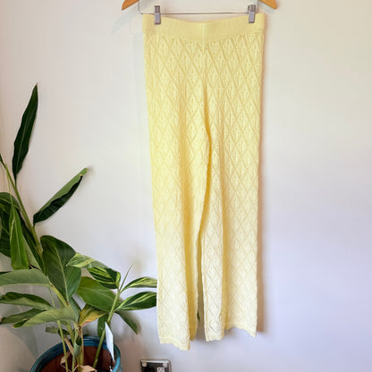 Glassons Yellow Knit Wide-Leg Pants – Size M