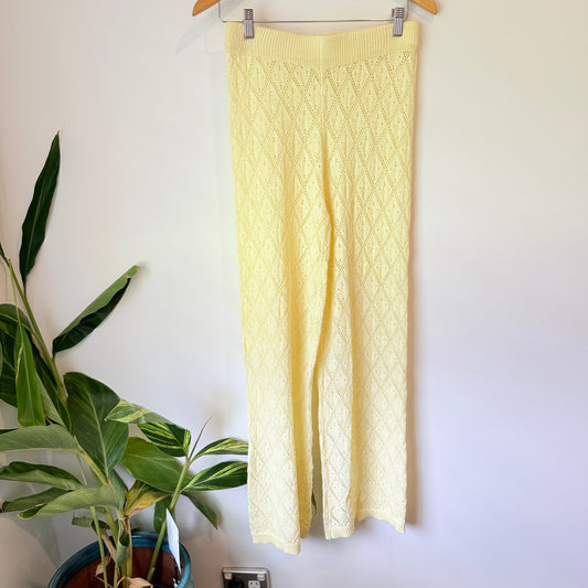 Glassons Yellow Knit Wide-Leg Pants – Size M
