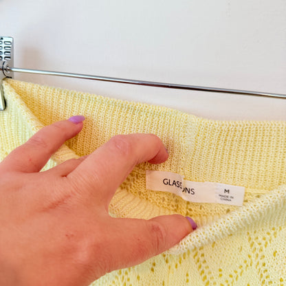 Glassons Yellow Knit Wide-Leg Pants – Size M