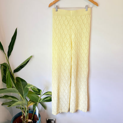 Glassons Yellow Knit Wide-Leg Pants – Size M
