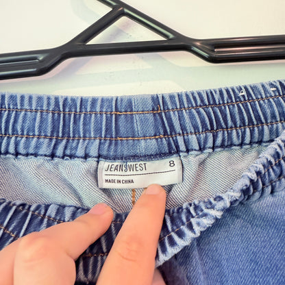 JEANSWEST Drawstring Denim Jeans/Joggers Light Wash - Size 8