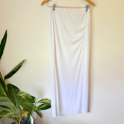 Glassons White Ruched Maxi Skirt Size M