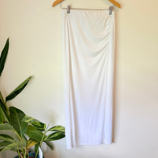 Glassons White Ruched Maxi Skirt Size M