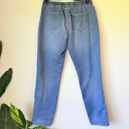 JEANSWEST Drawstring Denim Jeans/Joggers Light Wash - Size 8