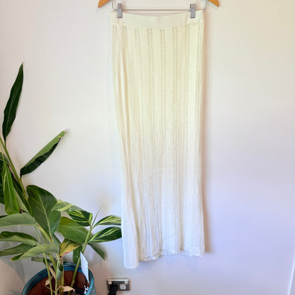 Glassons Cream Ribbed Knit Midi Skirt Size M