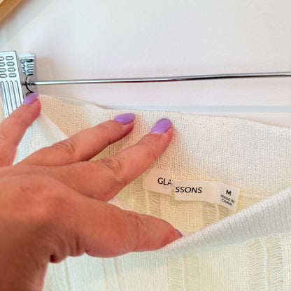 Glassons Cream Ribbed Knit Midi Skirt Size M