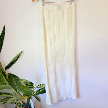 Glassons Cream Ribbed Knit Midi Skirt Size M