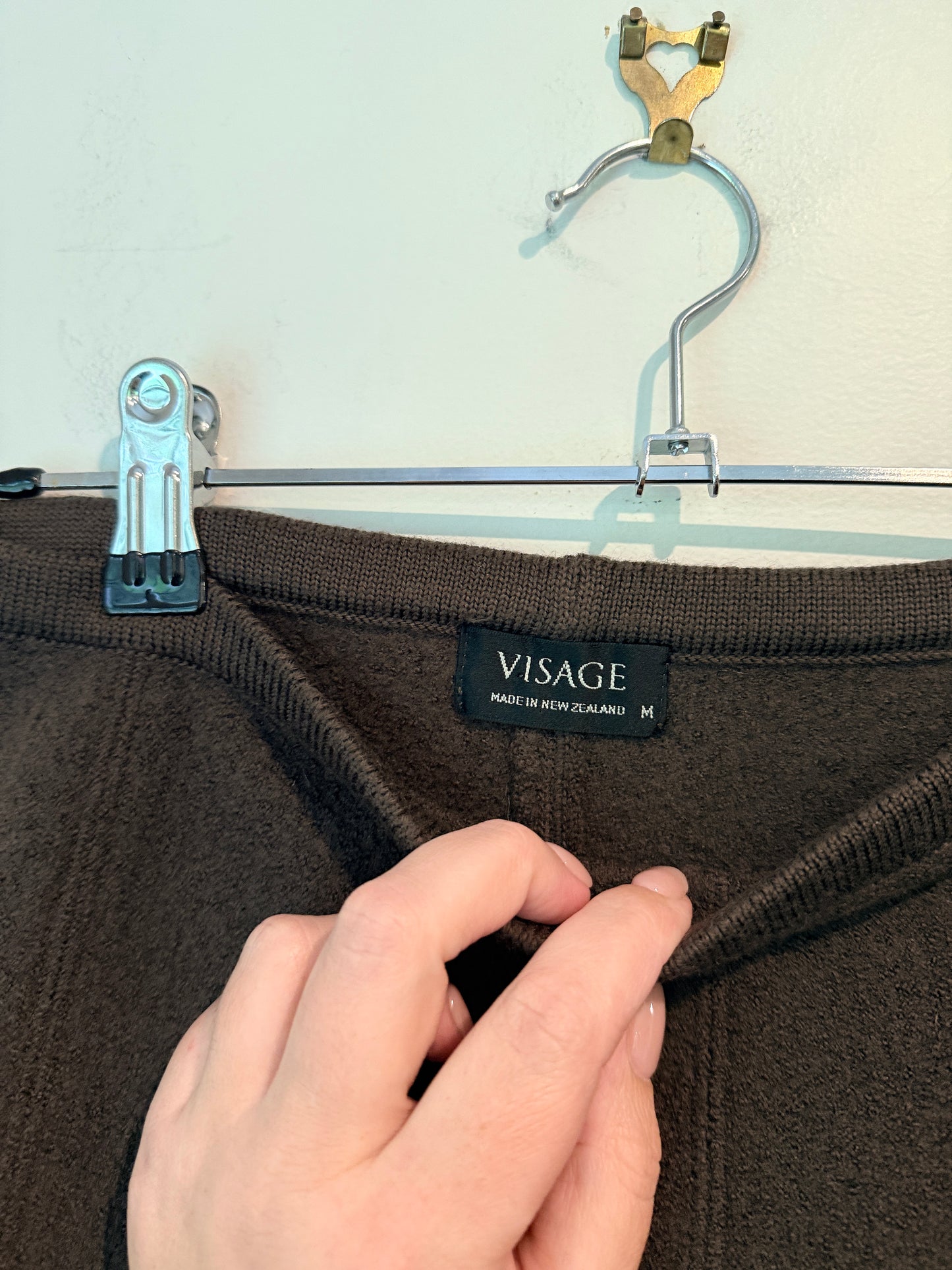 Visage (NZ Made) Size M 100% Wool Knit Midi Skirt