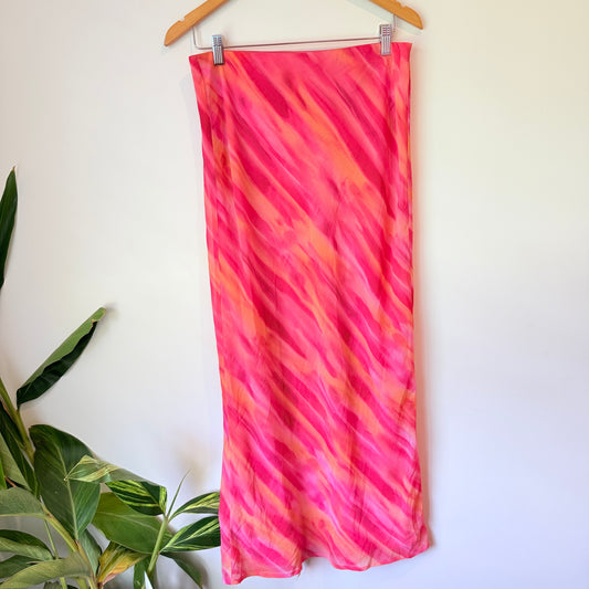 Glassons Pink Abstract Print Midi Skirt Size 10