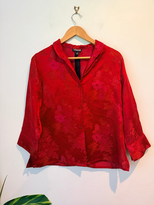 Verge (NZ) Size L Red Patterned Button Down Top