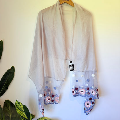 FASHION SCARF Floral Embroidered Shawl - One Size