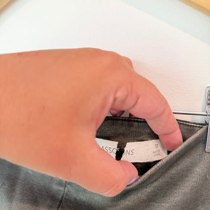 Glassons Grey Distressed Faux Leather Mini Skirt - Size 10