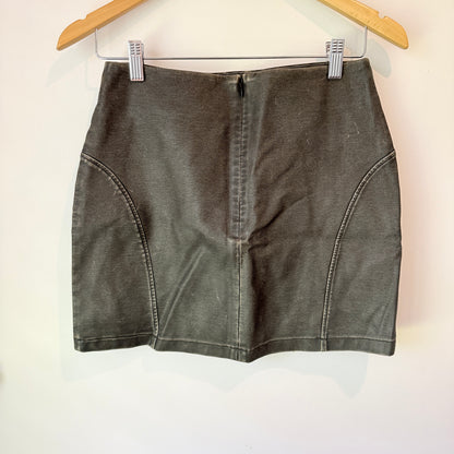 Glassons Grey Distressed Faux Leather Mini Skirt - Size 10