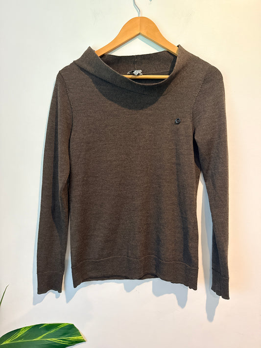 Veronica Maine Size M 100% Merino Cowl Neck Sweater