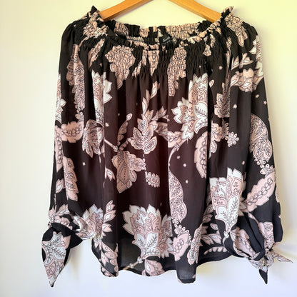 BARDOT Off Shoulder Long Sleeve Top Print - Size XS