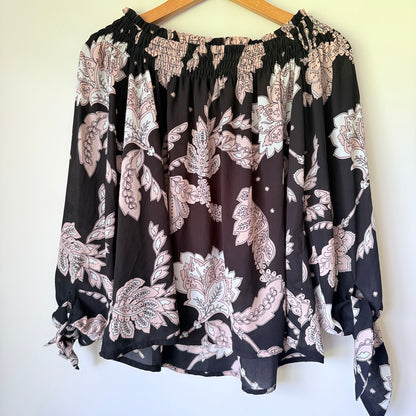 BARDOT Off Shoulder Long Sleeve Top Print - Size XS