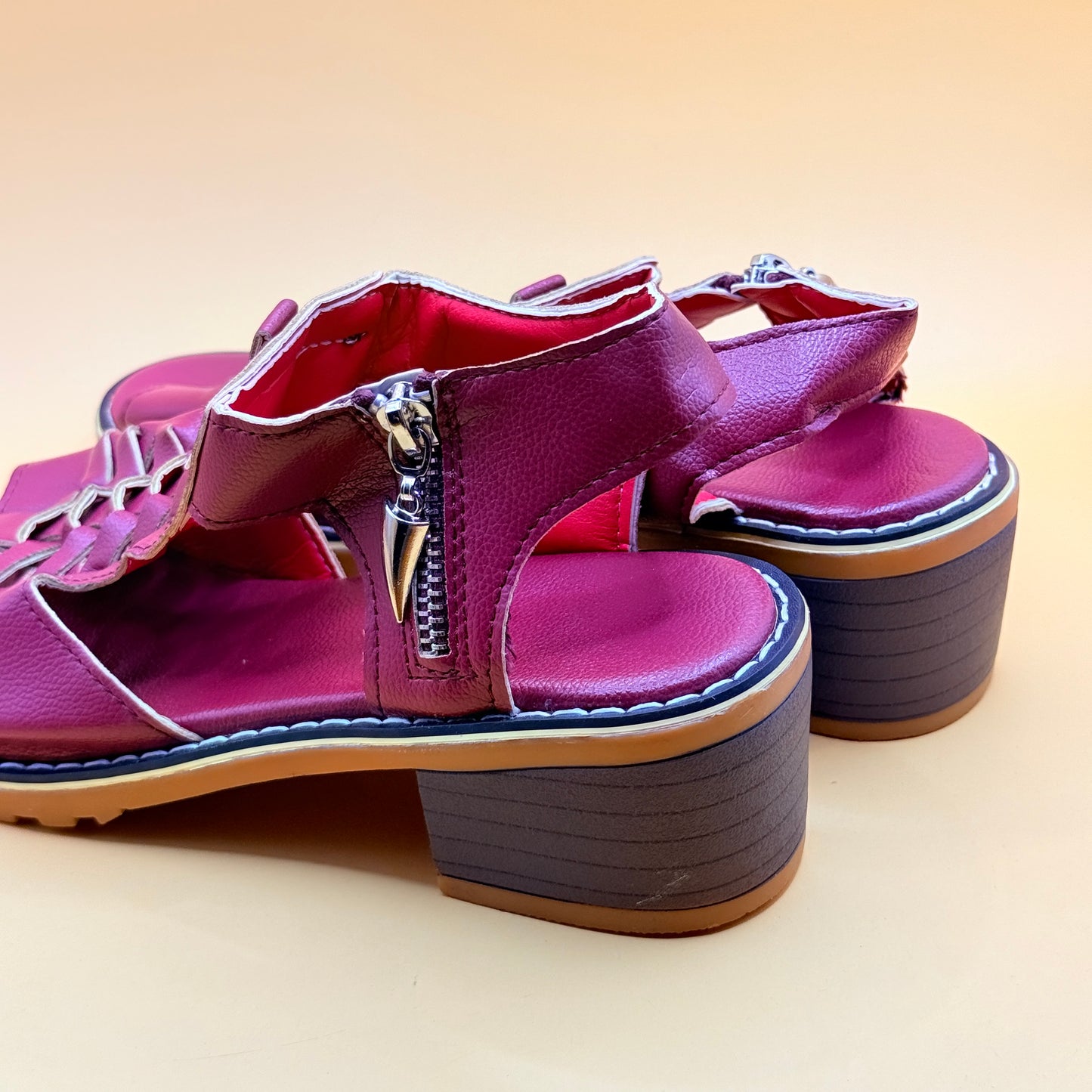 Women’s Burgundy Heeled Sandals Size 39