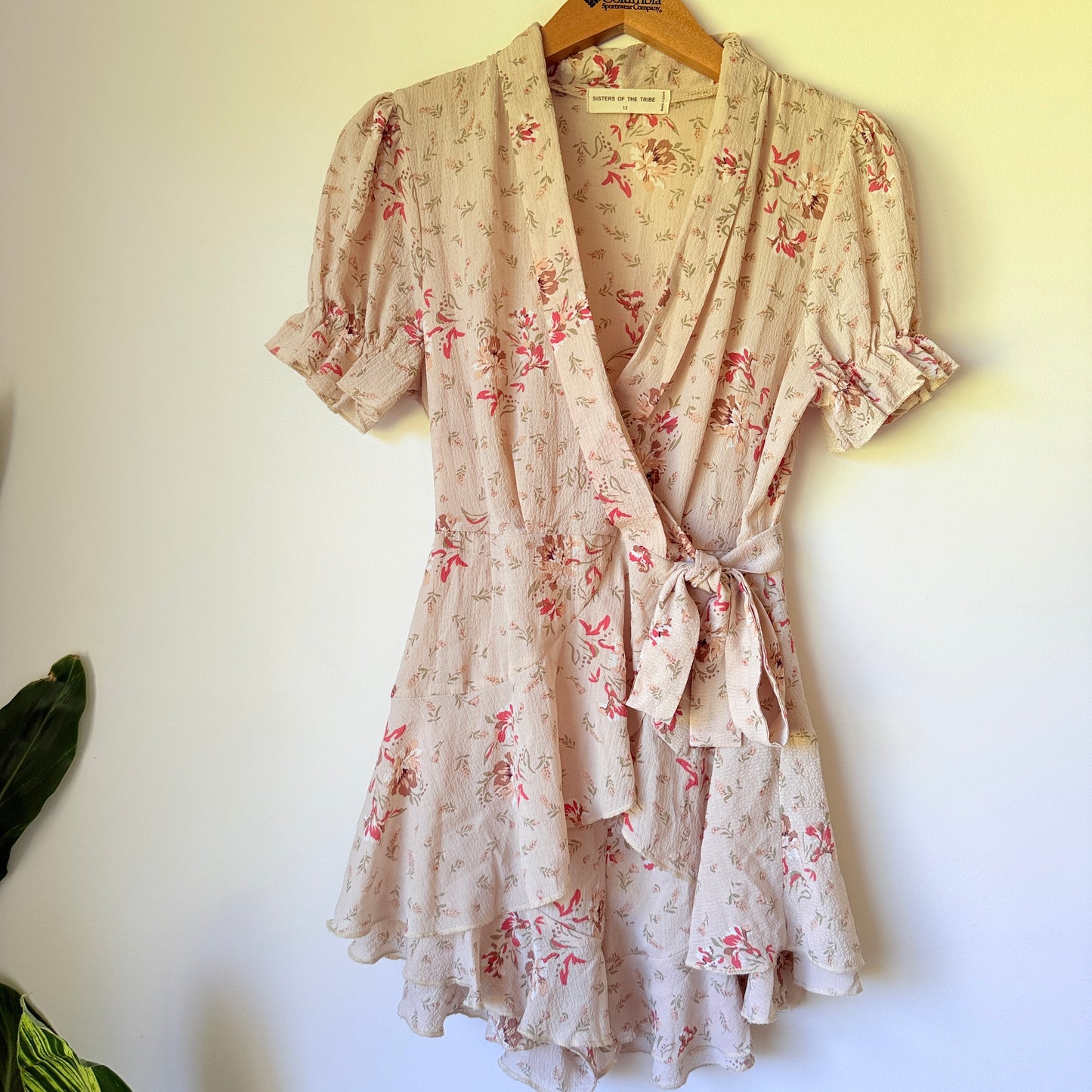 SISTERS OF THE TRIBE Floral Ruffle Wrap Mini Dress - Size 12