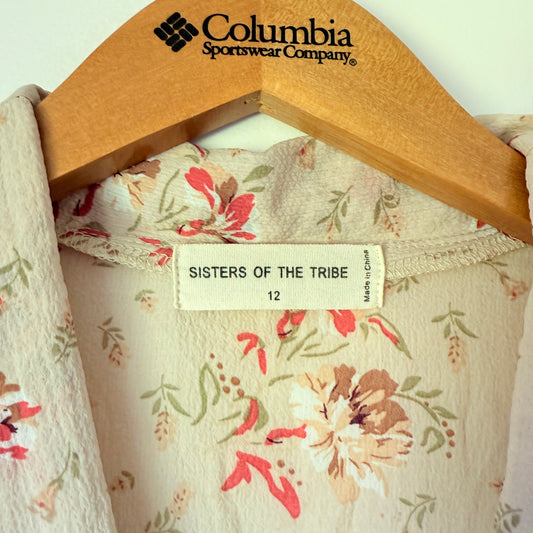 SISTERS OF THE TRIBE Floral Ruffle Wrap Mini Dress - Size 12