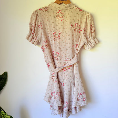 SISTERS OF THE TRIBE Floral Ruffle Wrap Mini Dress - Size 12