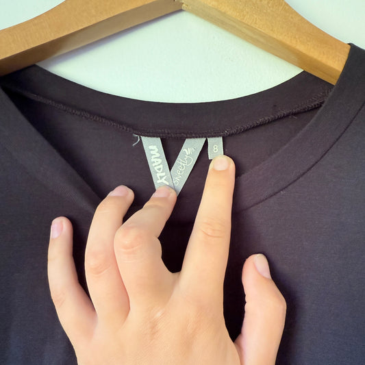 Madly Sweetly Long Sleeve Tunic Black Mesh Hem - Size 8