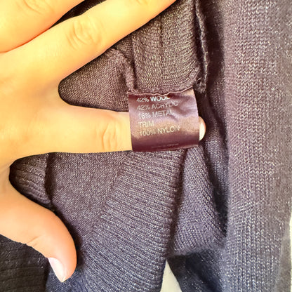 MARILYN SEYB Black Wool Blend Metallic Knit Top - Size 8