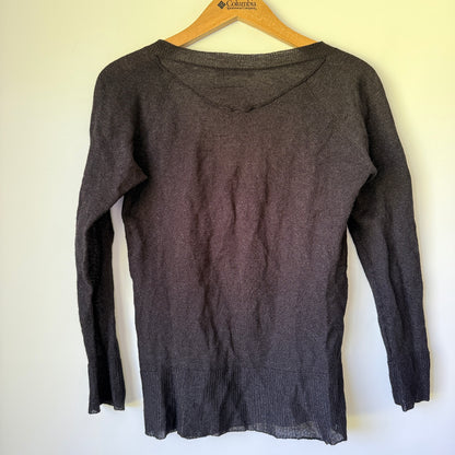 MARILYN SEYB Black Wool Blend Metallic Knit Top - Size 8