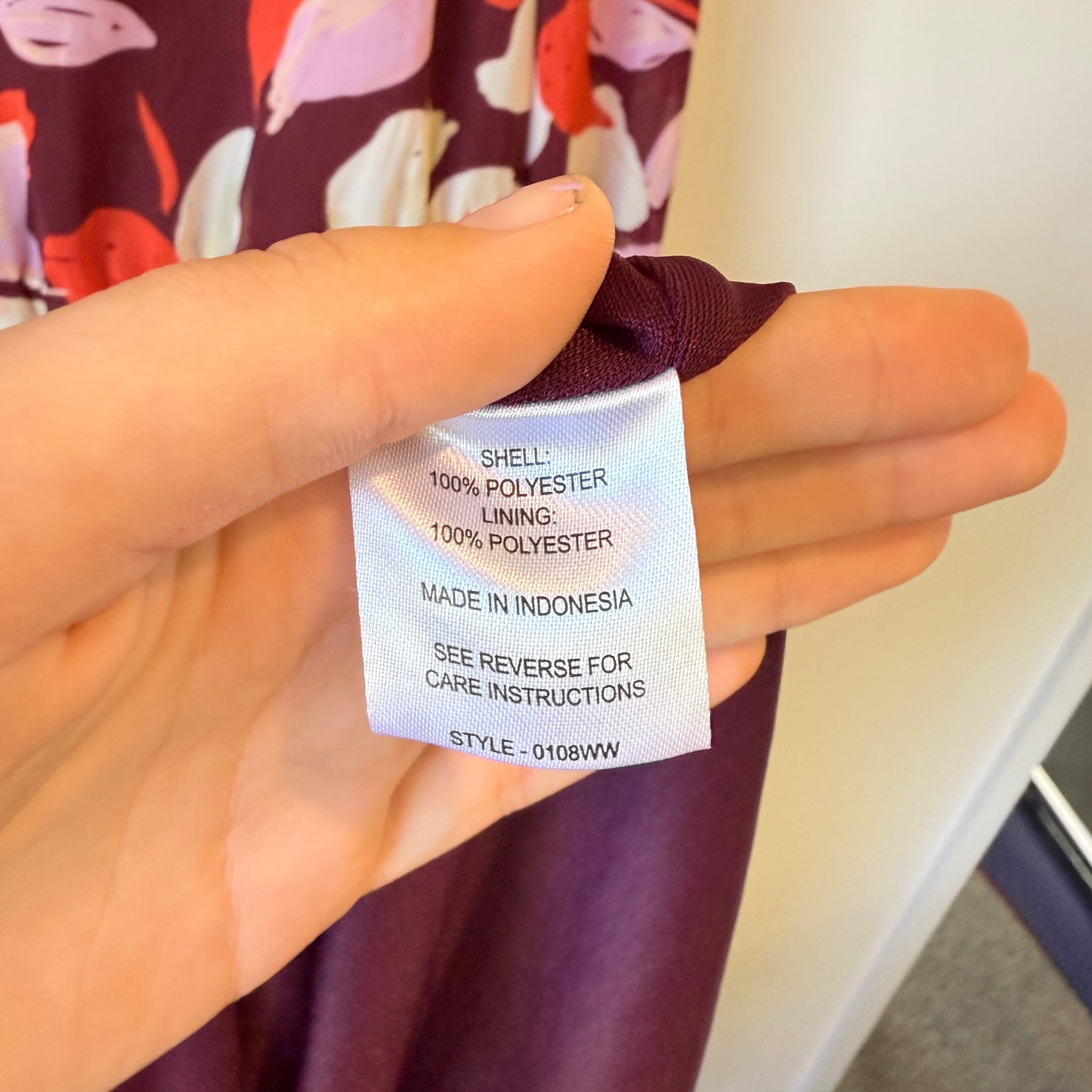 Perfectionary. Long Sleeve Midi Dress Leaf Print - Size 14