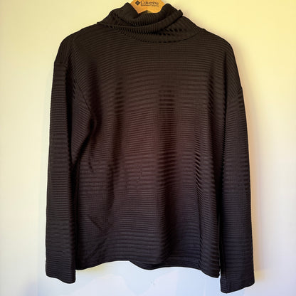 MOOCHI Ribbed Cowl Neck Long Sleeve Top Black - Size 12