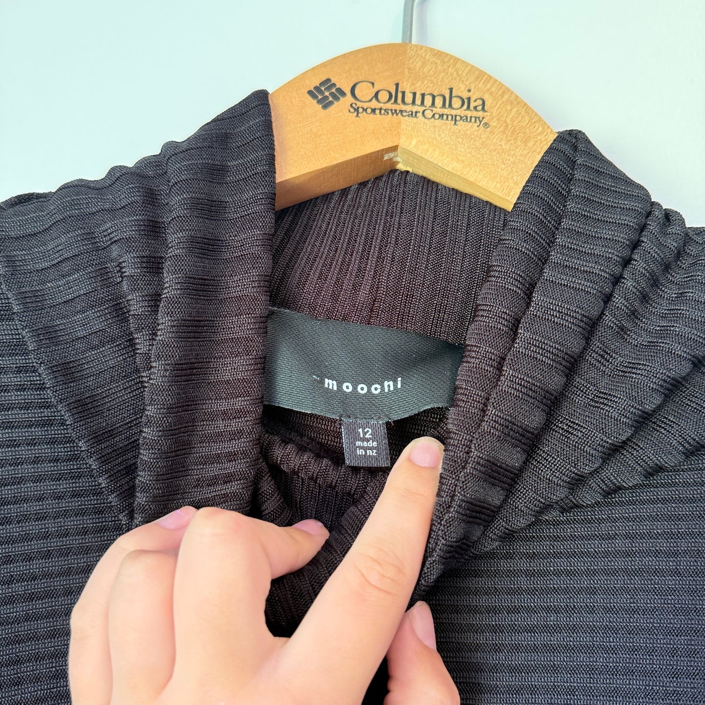 MOOCHI Ribbed Cowl Neck Long Sleeve Top Black - Size 12