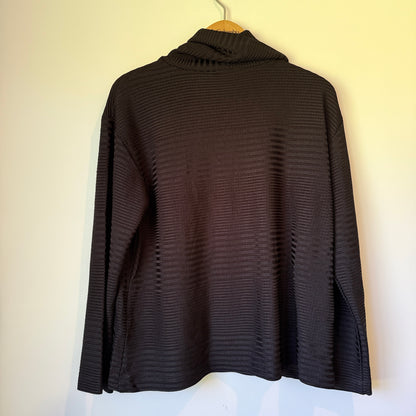 MOOCHI Ribbed Cowl Neck Long Sleeve Top Black - Size 12