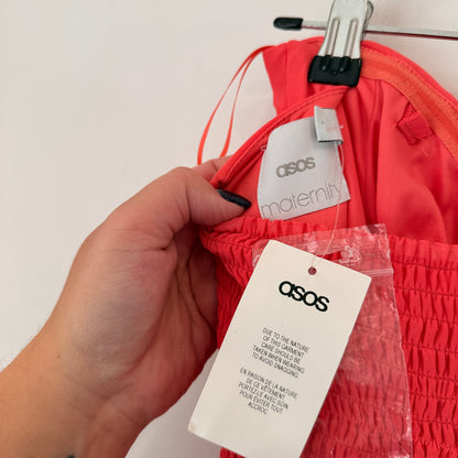 ASOS Maternity Coral Strapless Maxi Dress Size 12