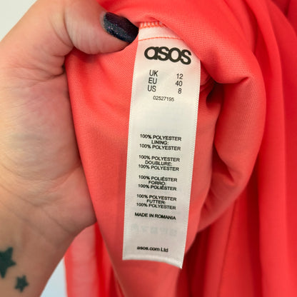 ASOS Maternity Coral Strapless Maxi Dress Size 12