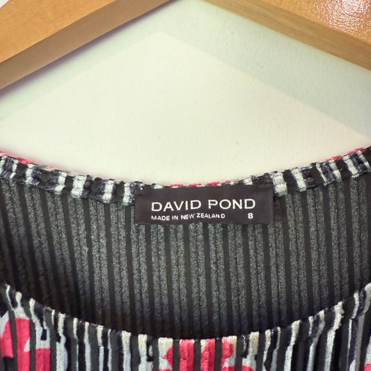 DAVID POND Long Sleeve Pleated Floral Tunic Top - Size 8