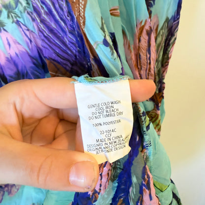 JETBLONDE Feather Print Open Front Kimono - Size 16