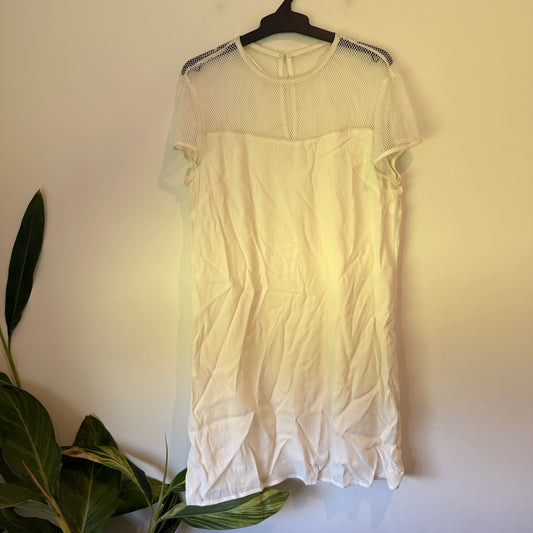 Shanton Cream Mesh Panel Dress Size 10