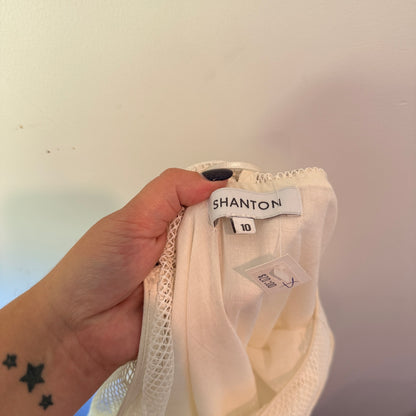 Shanton Cream Mesh Panel Dress Size 10