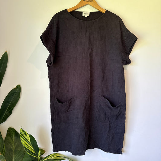 SEED HERITAGE Pocket Short Sleeve Cotton Tunic Dress - Size 12