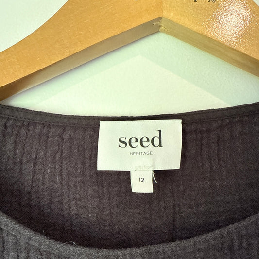 SEED HERITAGE Pocket Short Sleeve Cotton Tunic Dress - Size 12