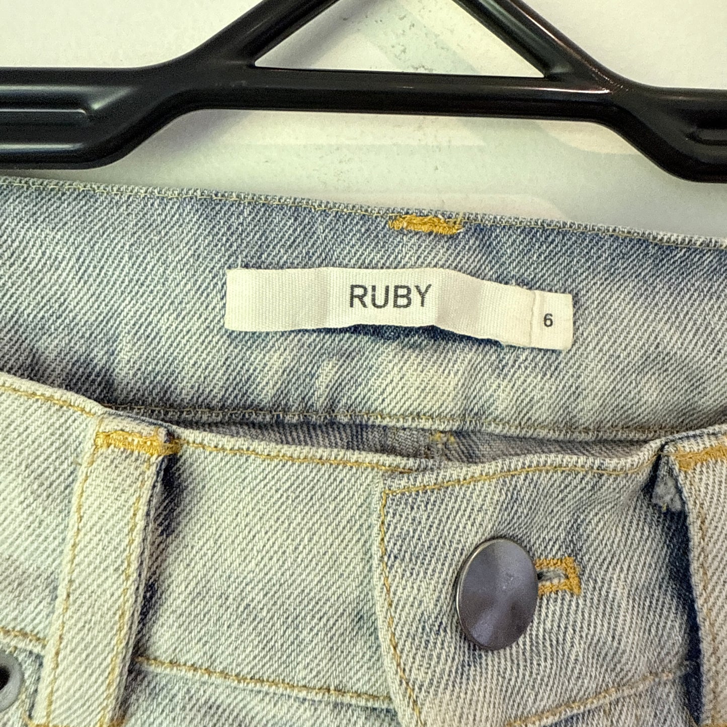 RUBY Straight Leg Distressed Jeans Light Wash - Size 6