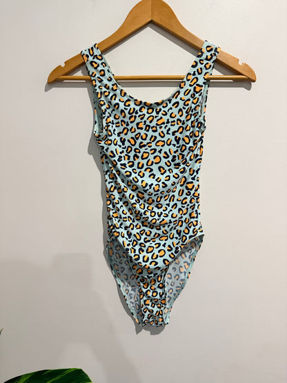 Clothing & Co Girls Size 10 Leopard Print Scoop Neck Swimsuit