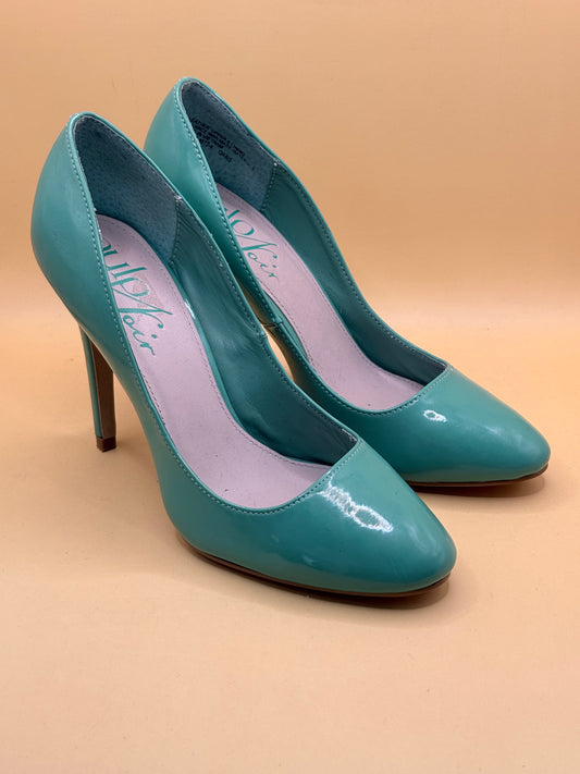 Pulp Noir Patent Leather Heels Oasis Blue Size 38