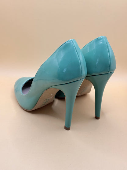 Pulp Noir Patent Leather Heels Oasis Blue Size 38
