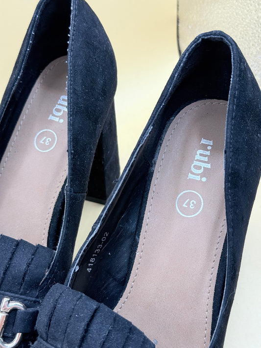 Rubi Black Suede Block Heel Loafers Size 37