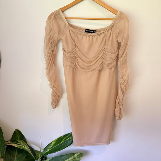 Pretty Little Thing Size 16 Ruched Bodycon Mini Dress