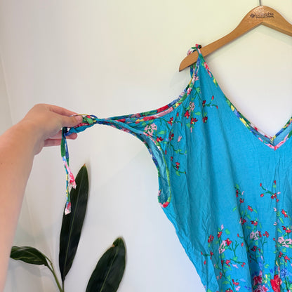 Unbranded One Size (U/Arm 81cm) Cold Shoulder Blue Floral Tunic