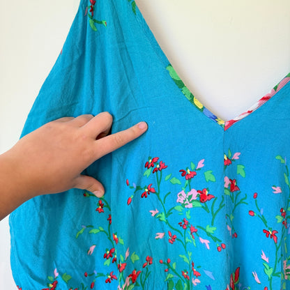 Unbranded One Size (U/Arm 81cm) Cold Shoulder Blue Floral Tunic