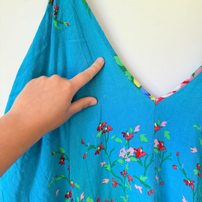 Unbranded One Size (U/Arm 81cm) Cold Shoulder Blue Floral Tunic