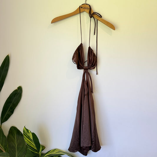 Princess Polly Size 6 Brown Halter Dress